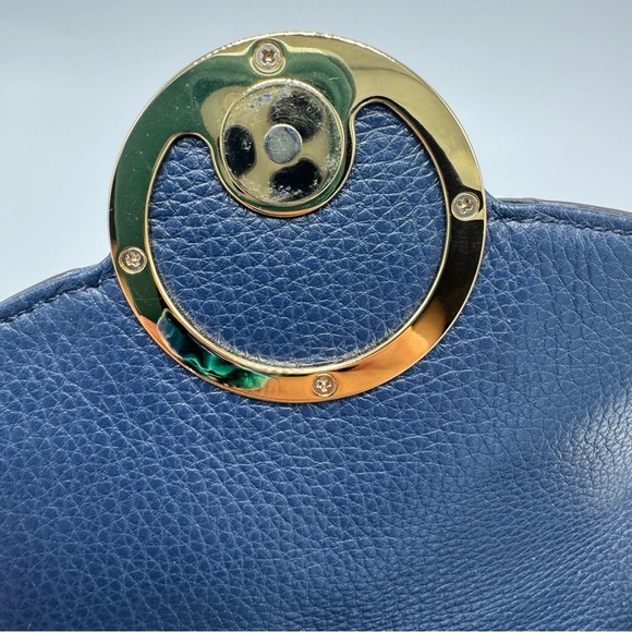 Michael Kors Fulton Crossbody Bag Dark Blue Leather Purse - Picture 7 of 15